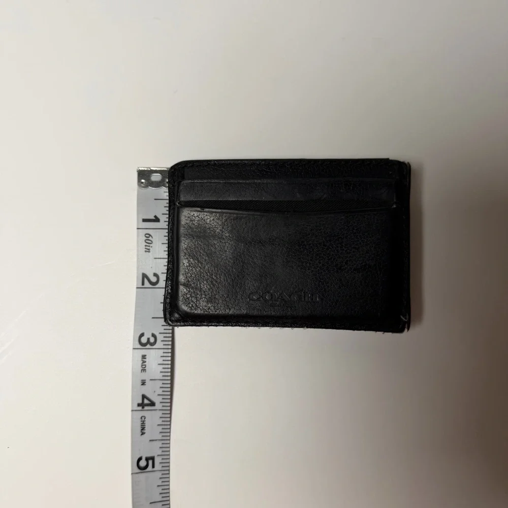 Coach Men’s Black Leather Card Holder Wallet w/ Money Clip – Used, Refurbishable